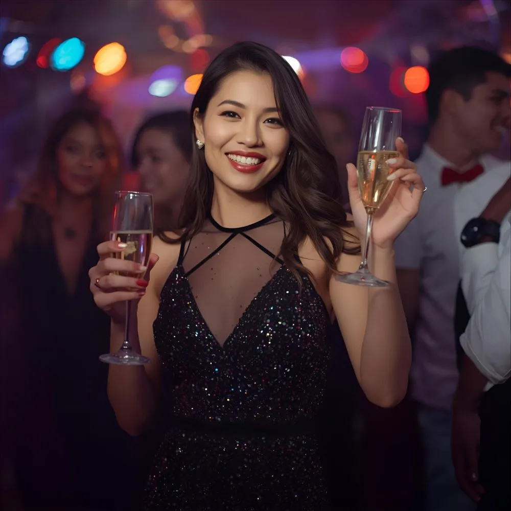 Party Night Black Dress Captions