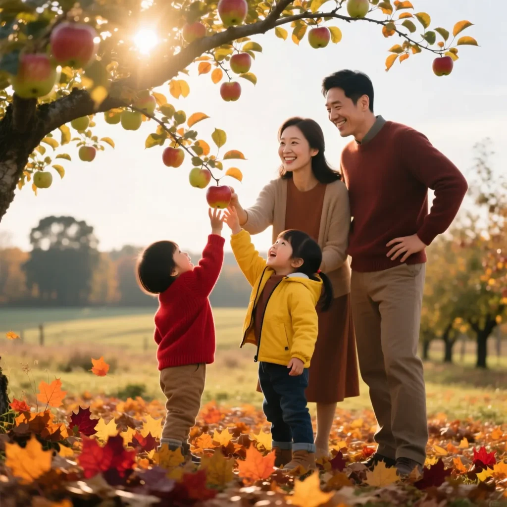 Family Apple Picking Captions