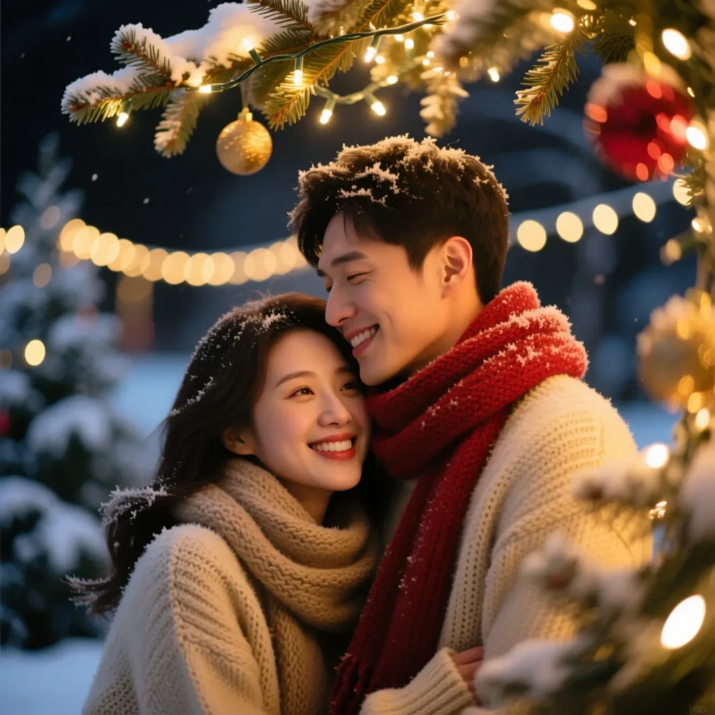 Romantic Christmas Lights Captions